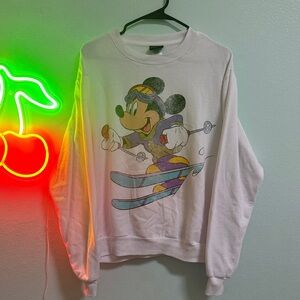 White Mickey Mouse Ski Graphic Sweatshirt - women